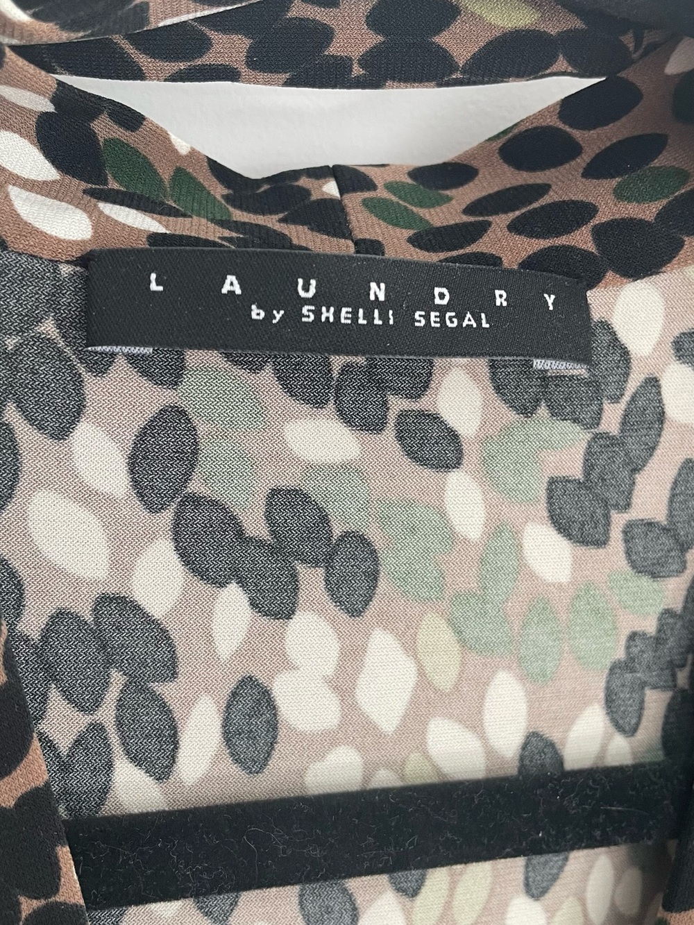 Laundry By Shelli Segal Olive, Brown & White Print Wrap Dress - Picture 3 of 5